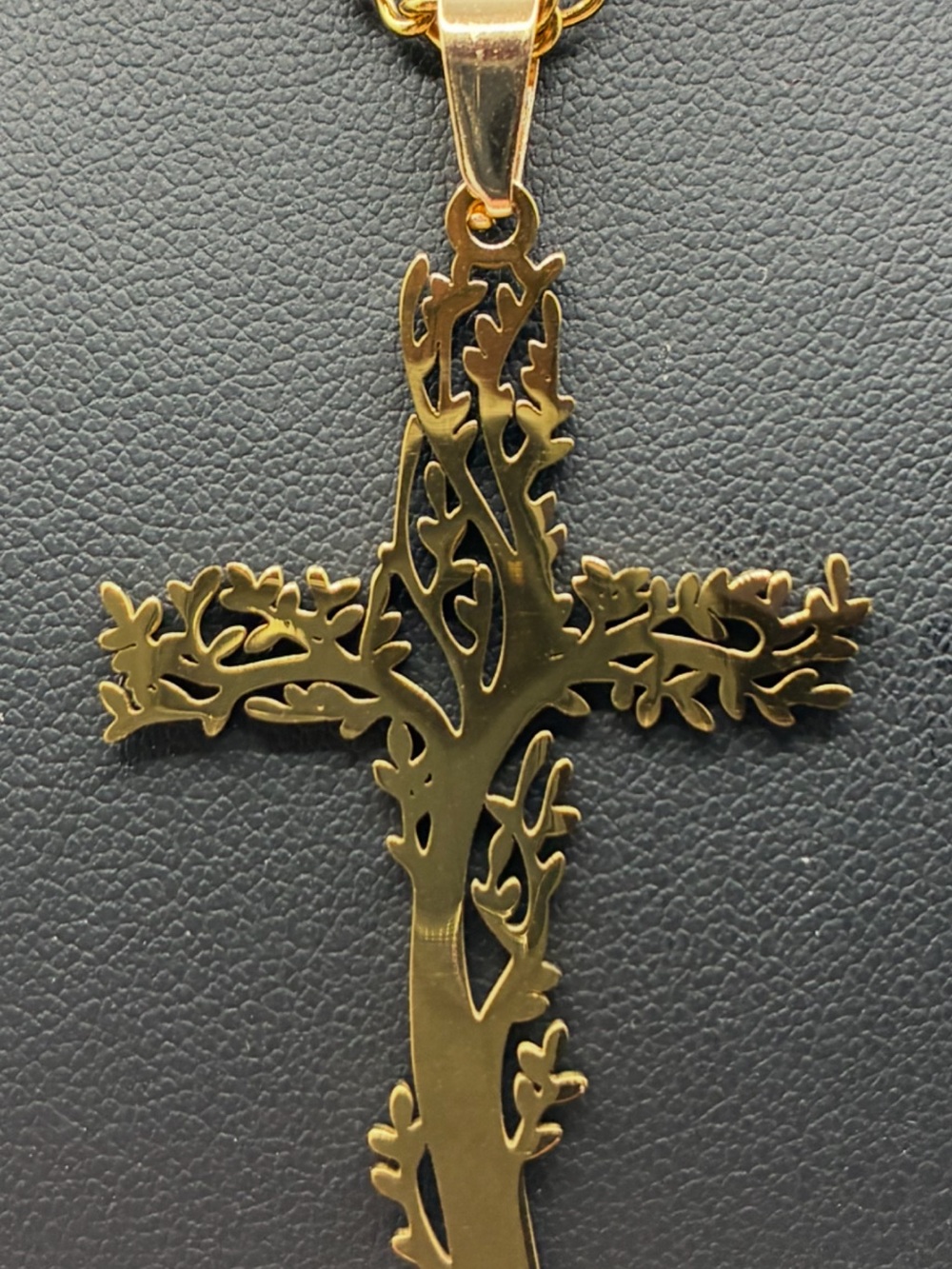 Gold Tree Cross Pendant Necklace - Women Jewelry - Picture 2 of 2